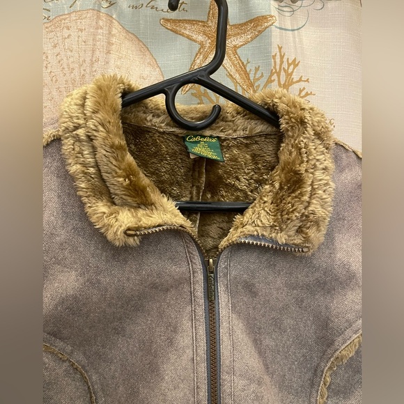 CABELAS Faux Fur Suede Sport Outdoor Barn Utility Hunting Jacket Coat Med Brown - Picture 3 of 12